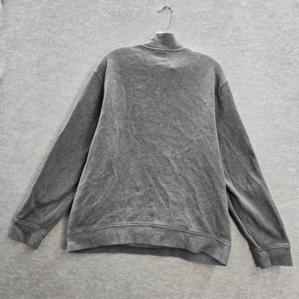 VINTAGE J Crew Men‎ Sweatshirt XL Gray Fleece Pockets 1/4 Zip Long Sleeve Y2K